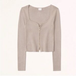 Abercrombie & Fitch Taupe Cardigan Zipper Sweater